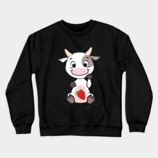 Strawberry Cow, Cute , Cartoon Crewneck Sweatshirt